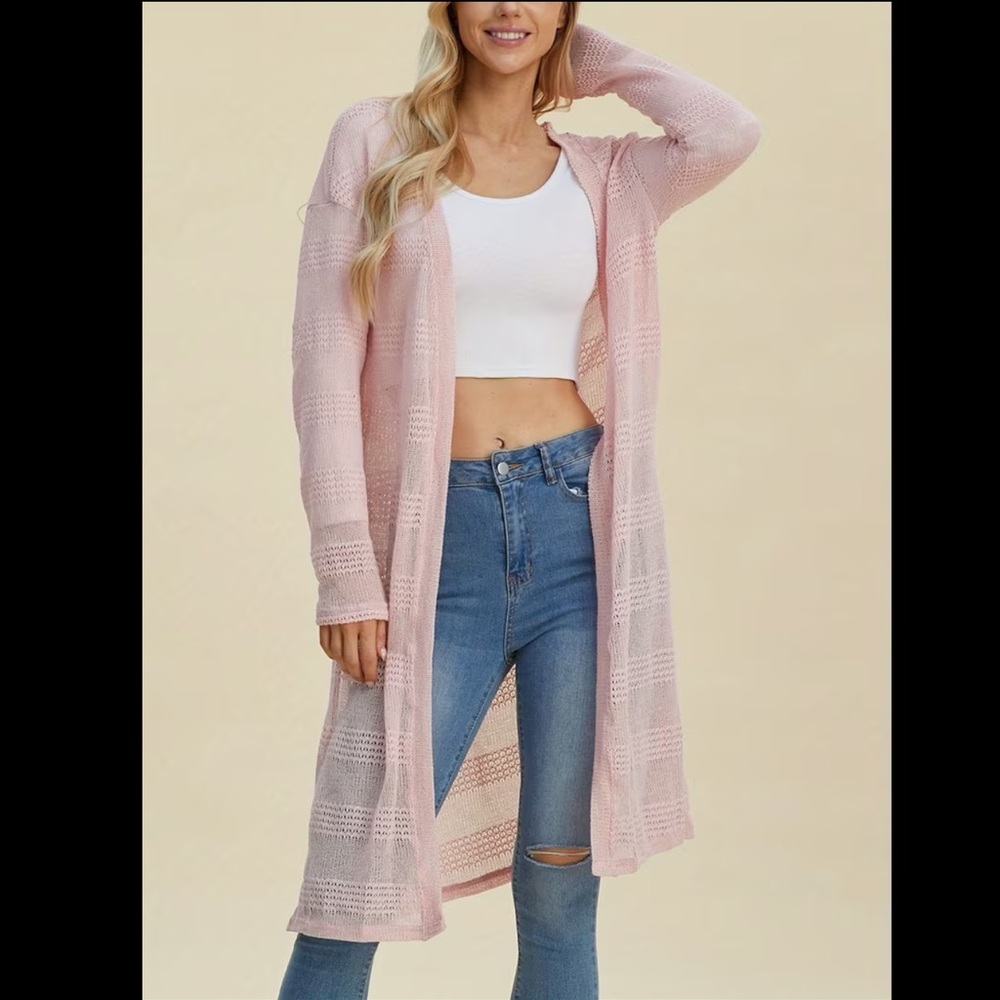 NWT Double Take Long Cardigan - Blush Pink